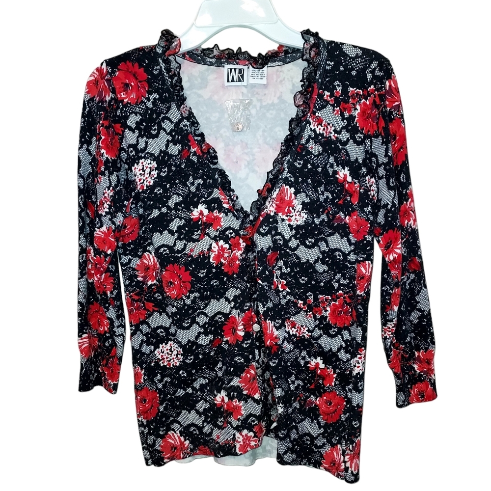 WR Floral Lace Pattern Blouse Size M